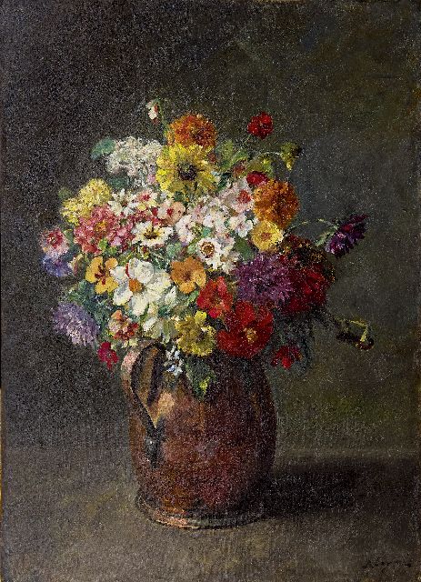 Baruch Lopes de Leao Laguna | Sommerblumenin Kupferkanne, Öl auf Leinwand, 74,3 x 53,6 cm, Unterzeichnet u.r.