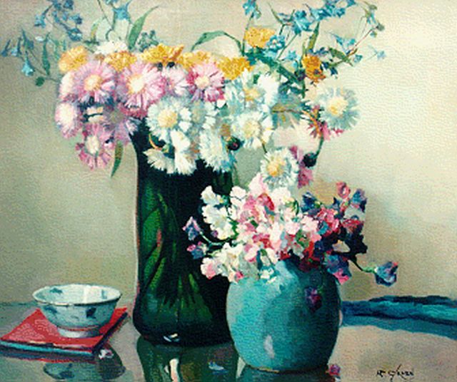 Piet Groen | A flower still life, Öl auf Leinwand, 51,5 x 72,0 cm, signed l.r.
