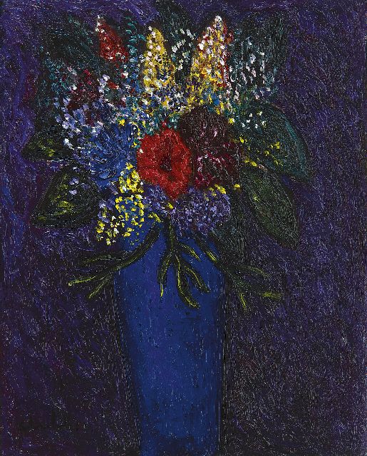 Ferry Slebe | Blumen, Öl auf Leinwand, 30,0 x 24,2 cm, Unterzeichnet u.l.