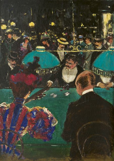 Onbekend   | Abend im Kasino, Öl auf Leinwand 65,0 x 47,2 cm, Unterzeichnet u.l. 'P.P. Fuchs'
