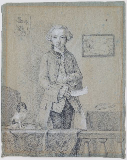 Jelgerhuis R.  | Patriot mit Pamphlet, Kreide auf Papier 38,2 x 31,0 cm, Unterzeichnet M.r. auf Behälter (kaum leserlich)