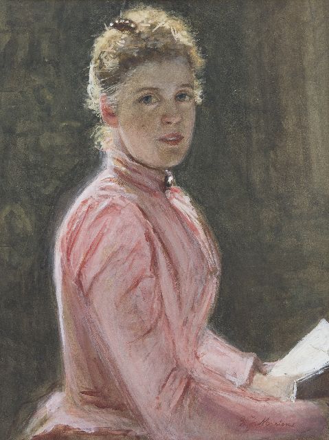 Martens W.J.  | Sitzende Frau, Aquarell auf Papier 49,2 x 37,2 cm, Unterzeichnet u.r.