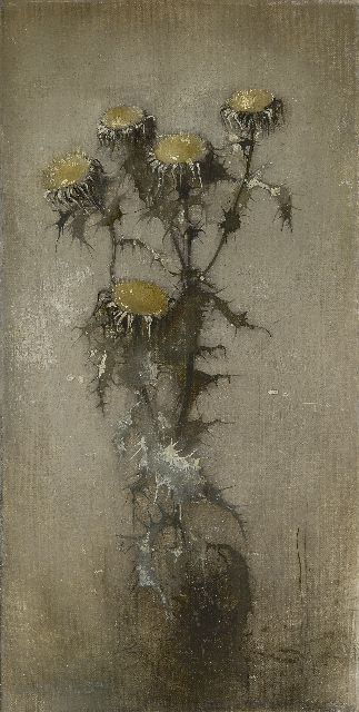 Jemmy van Hoboken | Distel, Öl auf Leinwand auf Holz, 25,8 x 13,1 cm, Unterzeichnet u.l. (unklar) und datiert '34