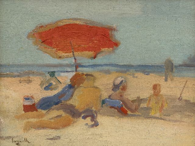 Alfred Smith | Strandansicht, Öl auf Leinwand  auf Holzfaser, 19,5 x 25,5 cm, Unterzeichnet u.l.