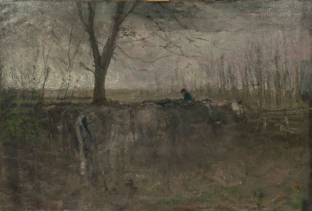Anton Mauve | Melkstelle bei Haag im regnerischen Wetter, Öl auf Leinwand, 116,4 x 172,8 cm, Unterzeichnet r.u.