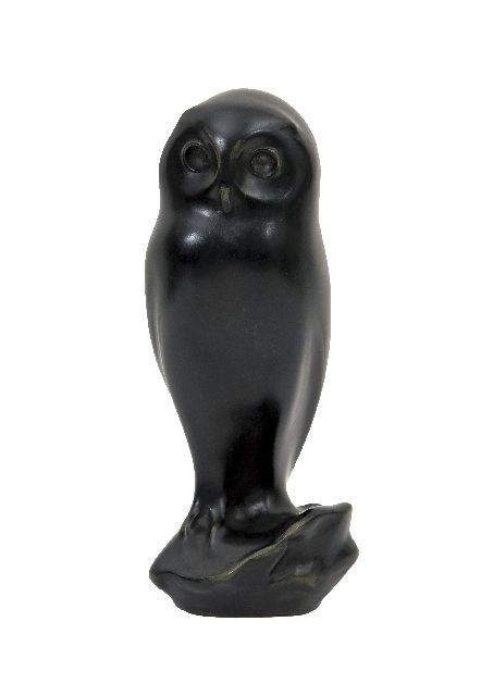 François Pompon | Eule, Schwarzpatinierte Bronze, 18,2 x 8,0 cm, Unterzeichnet Mit Namenstempel an der Seite der Basis und Entwurf 1927, gegossen um 1960