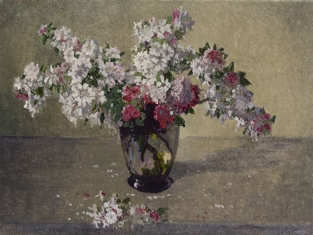 Os-Delhez (Hendrik van Os) H. van | Apfelblüte, Öl auf Leinwand 59,9 x 79,8 cm, Unterzeichnet u.r.