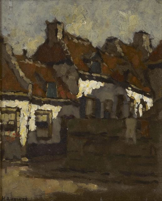Herman Johannes Ansingh | A village street, Öl auf Holz, 30,0 x 24,0 cm, Unterzeichnet u.l.