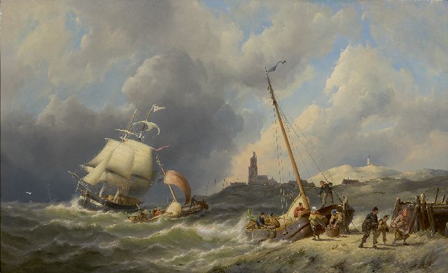 Dommershuijzen P.C.  | Blick auf die Küste bei Walcheren, Öl auf Holz 50,3 x 81,6 cm, Unterzeichnet l.u. und datiert 1886
