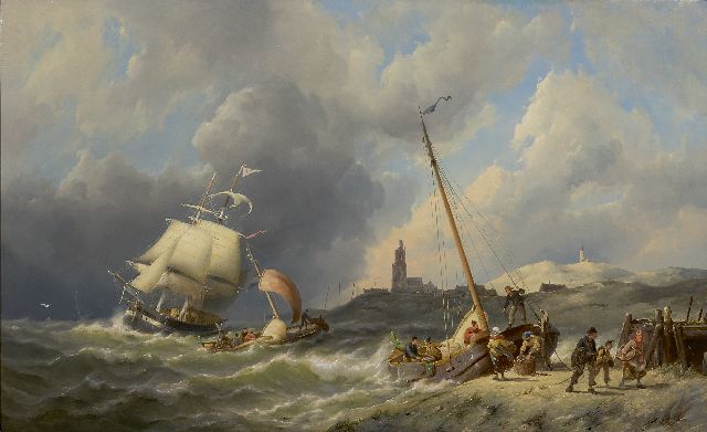 Pieter Cornelis  Dommershuijzen | Blick auf die Küste bei Walcheren, Öl auf Holz, 50,3 x 81,6 cm, Unterzeichnet l.u. und datiert 1886