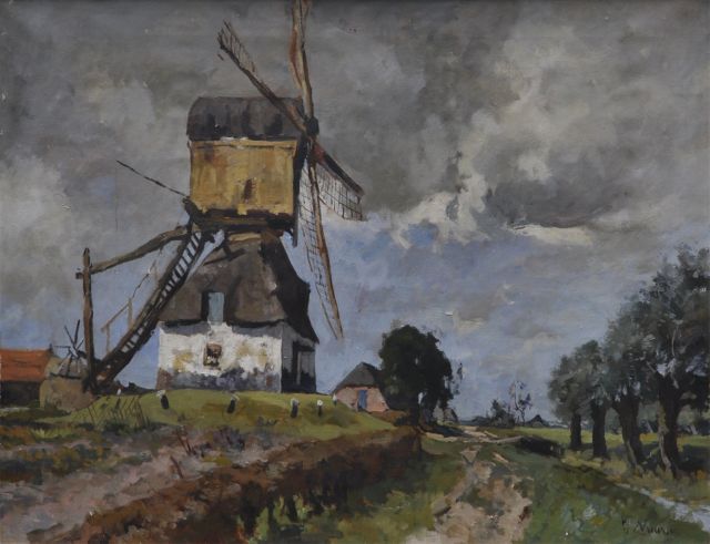 Jan van Vuuren | Bockwindmühle bei Molenaarsgraaf, Öl auf Leinwand, 60,6 x 80,3 cm, Unterzeichnet u.r.