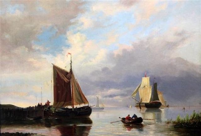 Hendriks G.  | Segelschiffe auf ruhiger See, Öl auf Leinwand 43,0 x 61,0 cm, Unterzeichnet u.r.