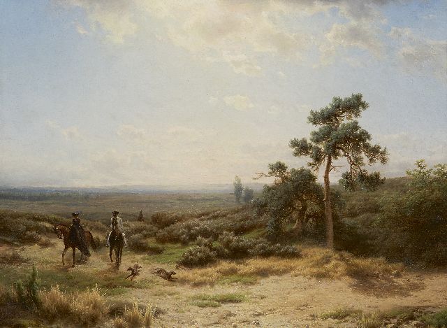 Cornelis Lieste | König Wilhelm lll der Niederlande und Königin Sophie zu Pferd auf dem Landsitz von Palast Het Loo, Öl auf Holz, 34,6 x 46,3 cm, Unterzeichnet u.l.  'Lieste' en 'CR'