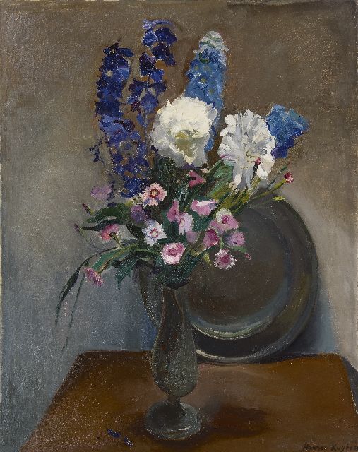 Harrie Kuijten | Zinnvase mit Sommerblumen, Öl auf Leinwand, 82,6 x 65,5 cm, Unterzeichnet u.r.