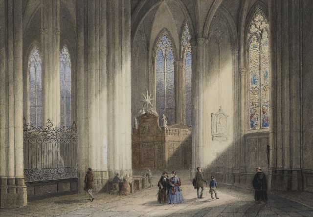 Jan Baptist Tetar van Elven | Innenraum des Kölner Doms, Aquarell auf Papier, 27,1 x 39,0 cm, Unterzeichnet verso