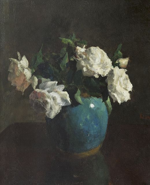 Kever J.S.H.  | Weisse Rosen, Öl auf Leinwand 53,5 x 43,7 cm, Unterzeichnet M.r.