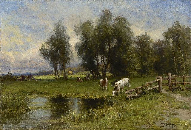 Piet Schipperus | Polderlandschaft mit Vieh-, Öl auf Holz, 46,4 x 67,7 cm, Unterzeichnet u.r. und datiert 1920