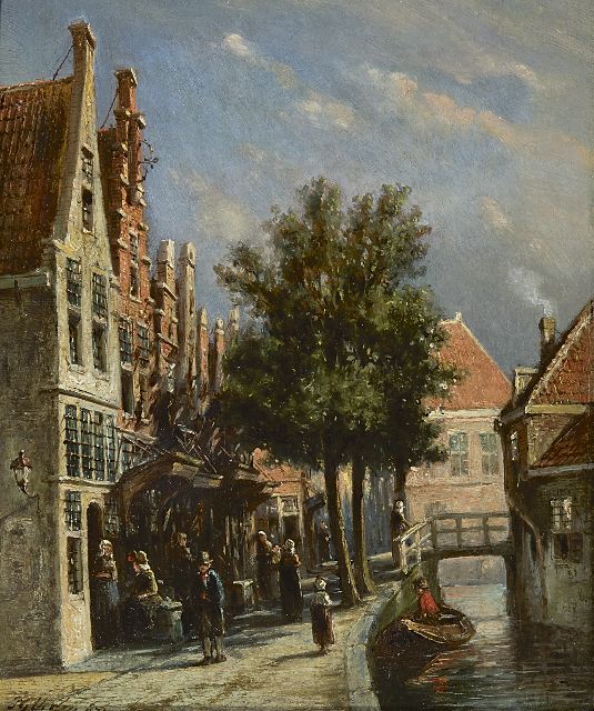 Petrus Gerardus Vertin | Holländische Stadtgracht, Öl auf Holz, 21,9 x 18,0 cm, Unterzeichnet u.l. und datiert '73