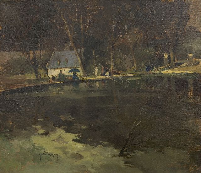 Gerard Moortgat | Landschaft beim Kloster Rouge-Clôitre bei Brüssel      Landschaft mit Kloster, Öl auf Leinwand, 60,0 x 72,0 cm, Unterzeichnet signiert und ohne Rahmen