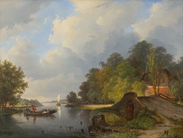 Frans Breuhaus de Groot | Sommertag am Fluss, Öl auf Holz, 33,5 x 44,3 cm, Unterzeichnet u.l.