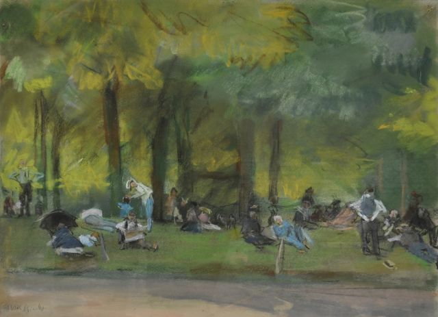 Isaac Israels | in dem Bois de Boulogne, Pastell auf Papier, 31,3 x 39,2 cm, Unterzeichnet u.l.