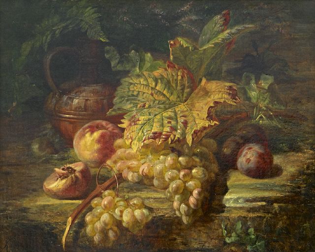 Huygens F.J.  | Stilleben mit Weintrauben, Öl auf Leinwand 48,6 x 59,5 cm, Unterzeichnet u.l. und datiert '60