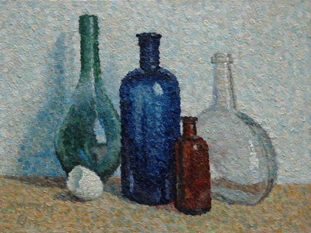 Cornelis Witters | Stilleben mit Flaschen, Öl auf Holzfaser, 34,5 x 45,8 cm, Unterzeichnet l.u. und datiert '67