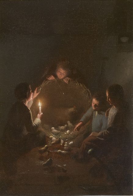 Johannes Rosierse | Ein kleines Wunder bei Kerzenlicht, Öl auf Leinwand, 36,0 x 27,3 cm, Unterzeichnet u.r.