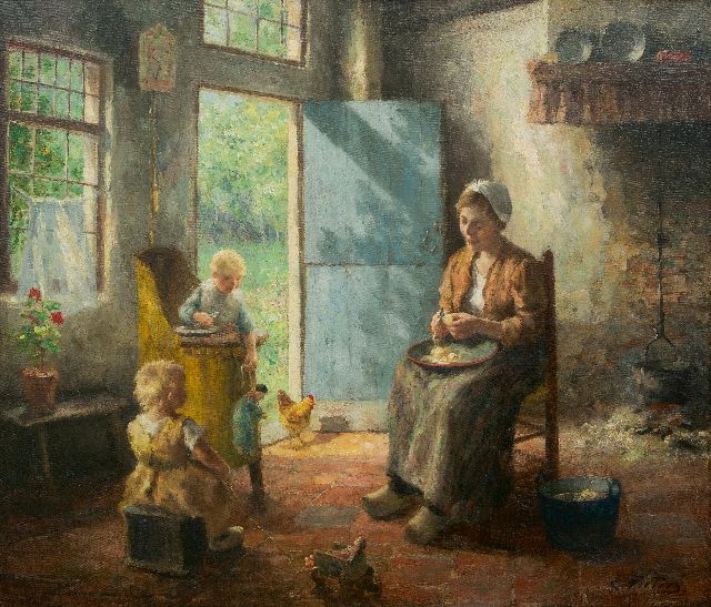 Evert Pieters | Häusliche Szene, Öl auf Leinwand, 79,2 x 93,3 cm, Unterzeichnet u.r.