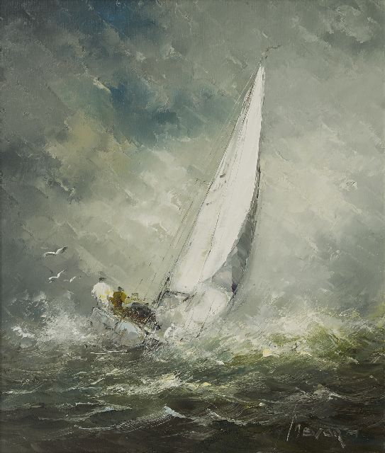 Bévort J.H.H.  | Segelschiff auf rauer See, Öl auf Leinwand 70,2 x 60,7 cm, Unterzeichnet u.r.