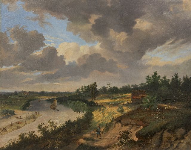 Leonardus Raphael van den Braak | Holz Transport auf dem Rhein, Öl auf Leinwand, 63,0 x 80,0 cm, Unterzeichnet u.r. und datiert 1857