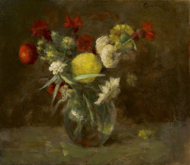 Georg Rueter | Blumen in einer Glasvase, Öl auf Leinwand, 39,8 x 45,0 cm, Unterzeichnet o.r. und datiert '66