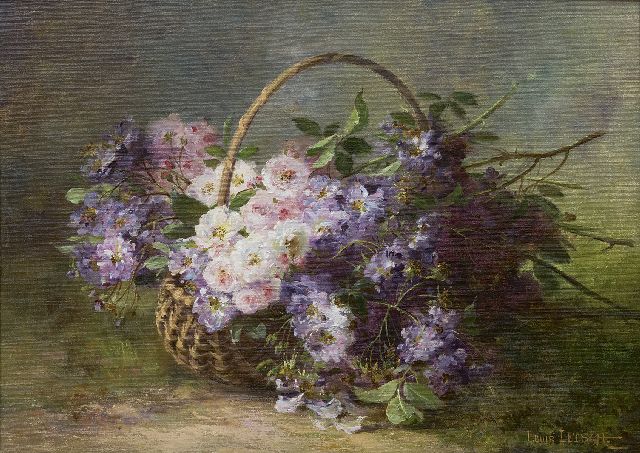 Louis Letsch | Rosen in einen Korb sprühen, Öl auf Leinwand, 46,5 x 66,3 cm, Unterzeichnet u.r.