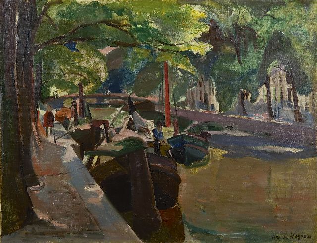 Harrie Kuijten | Herengracht mit Sonne, Öl auf Leinwand, 52,2 x 67,9 cm, Unterzeichnet u.r.