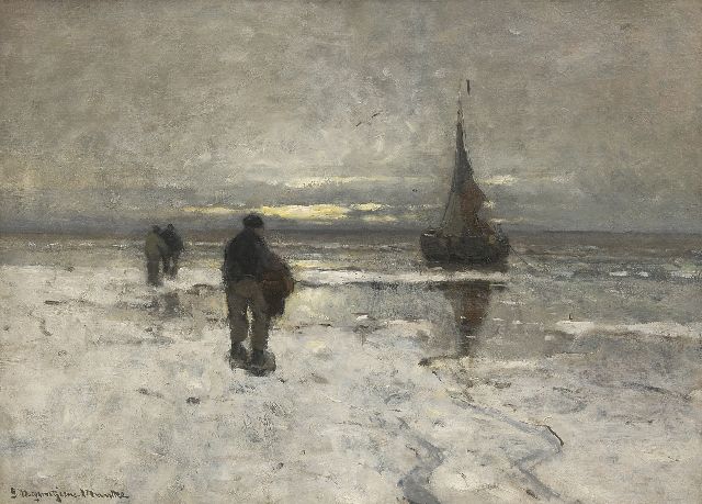 Morgenstjerne Munthe | Der Strand im Winter, Öl auf Leinwand, 54,0 x 75,1 cm, Unterzeichnet u.l.