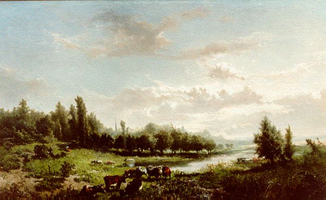 Jan de Haas | An extensive River Landscape, Öl auf Holz, 46,5 x 71,0 cm, signed l.l. und dated '55