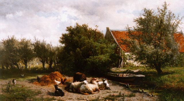 Gerard Bilders | Cattle in a landscape by a farm, Öl auf Leinwand, 45,2 x 70,0 cm, signed l.l.