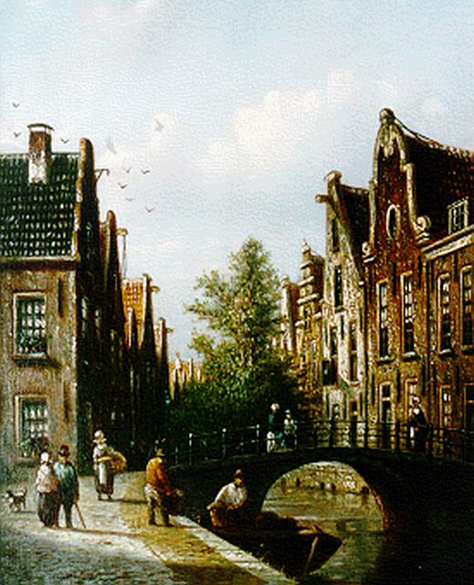 Johannes Franciscus Spohler | A canal view, Amsterdam, Öl auf Holz, 20,5 x 16,0 cm, signed l.l.