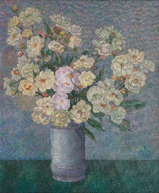 Jakob Nieweg | Blumenstilleben, Öl auf Leinwand, 60,5 x 50,6 cm, Unterzeichnet u.r. mit Monogramm und datiert 1924