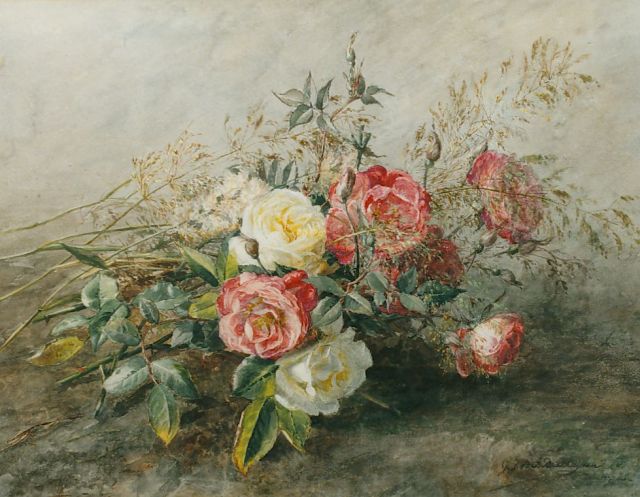 Sande Bakhuyzen G.J. van de | Bouquet of roses, Aquarell auf Papier 36,0 x 46,0 cm, signed l.r.