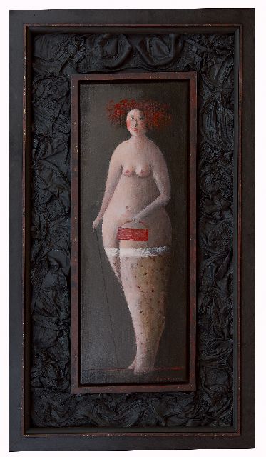 Hemert E. van | White stockings, black bras, Acryl auf Leinwand 124,2 x 69,8 cm, Unterzeichnet u.r. und datiert 2011