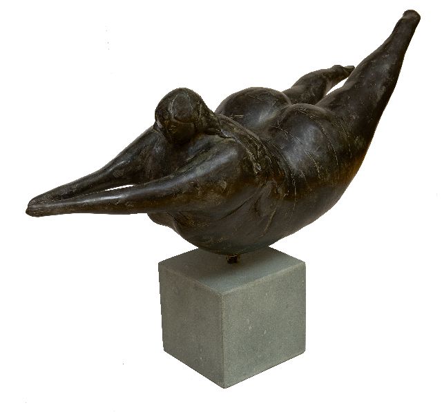 Evert van Hemert | The big splash, Patinierte Bronze, 30,0 x 80,0 cm, gesigneerd volgt! und zu datieren 2008