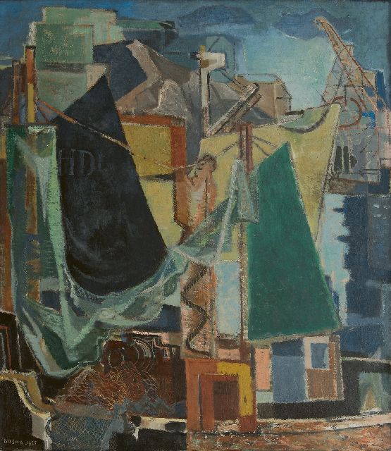 Wim Bosma | Hafenansicht, Öl auf Leinwand, 109,8 x 95,2 cm, Unterzeichnet u.l. und datiert 1955