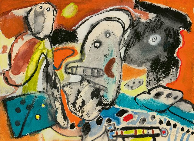 Lucebert | Komposition mit Personen, Gouache auf Papier, 54,8 x 74,5 cm, Unterzeichnet u.r. und datiert mrt '63'