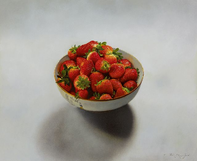 Walter Elst | Erdbeeren in einer Schale, Öl auf Holz, 33,0 x 40,0 cm, Unterzeichnet u.r. und datiert 2008