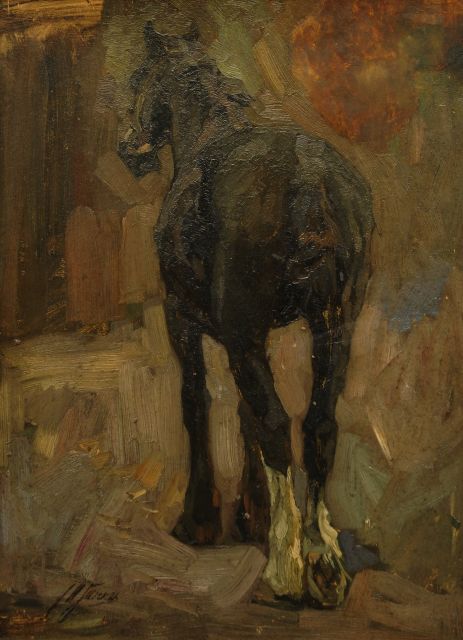 Johannes Hendricus Jurres | Pferd in Ruhe, Öl auf Holzfaser, 63,9 x 46,6 cm, Unterzeichnet u.l.
