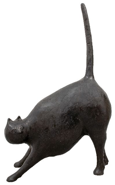 Evert van Hemert | Pussycat, Patinierte Bronze, 126,0 x 70,0 cm, Unterzeichnet mit Monogramm unter dem Schwanz