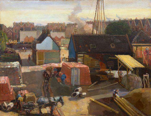 Piet Groen | Baugelände in Rotterdam, Öl auf Leinwand, 99,5 x 128,8 cm, Unterzeichnet M.u.