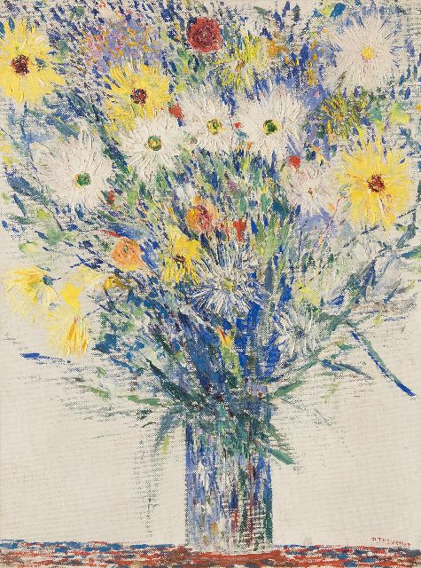 Pierre Thevenet | Blumenstilleben, Öl auf Leinwand, 80,5 x 60,6 cm, Unterzeichnet u.r.