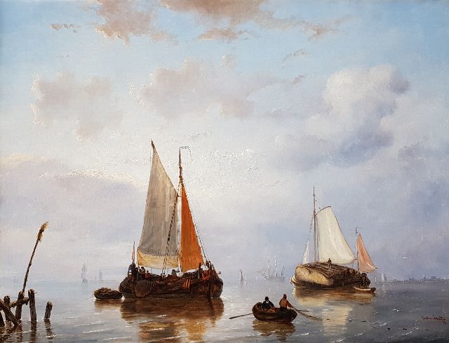 George Willem Opdenhoff | Schiffe auf ruhigem Wasser, Öl auf Leinwand, 60,2 x 79,3 cm, Unterzeichnet u.r. und ohne Rahmen